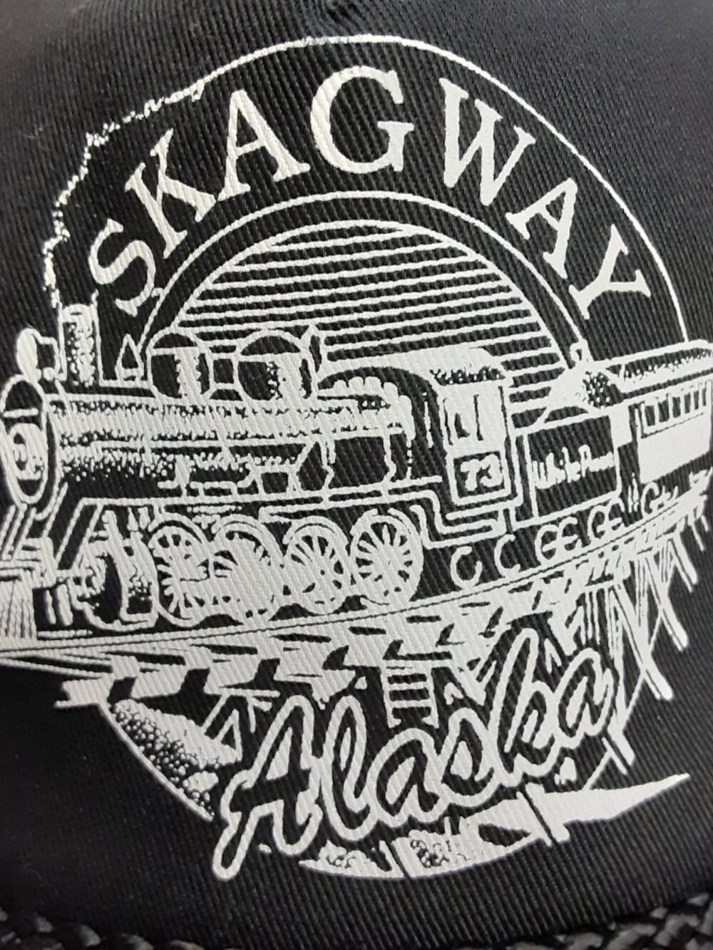 VTG 80s Headliners IAAC Skagway Alaska Hat/Cap OSFA Train Black/White with Braid